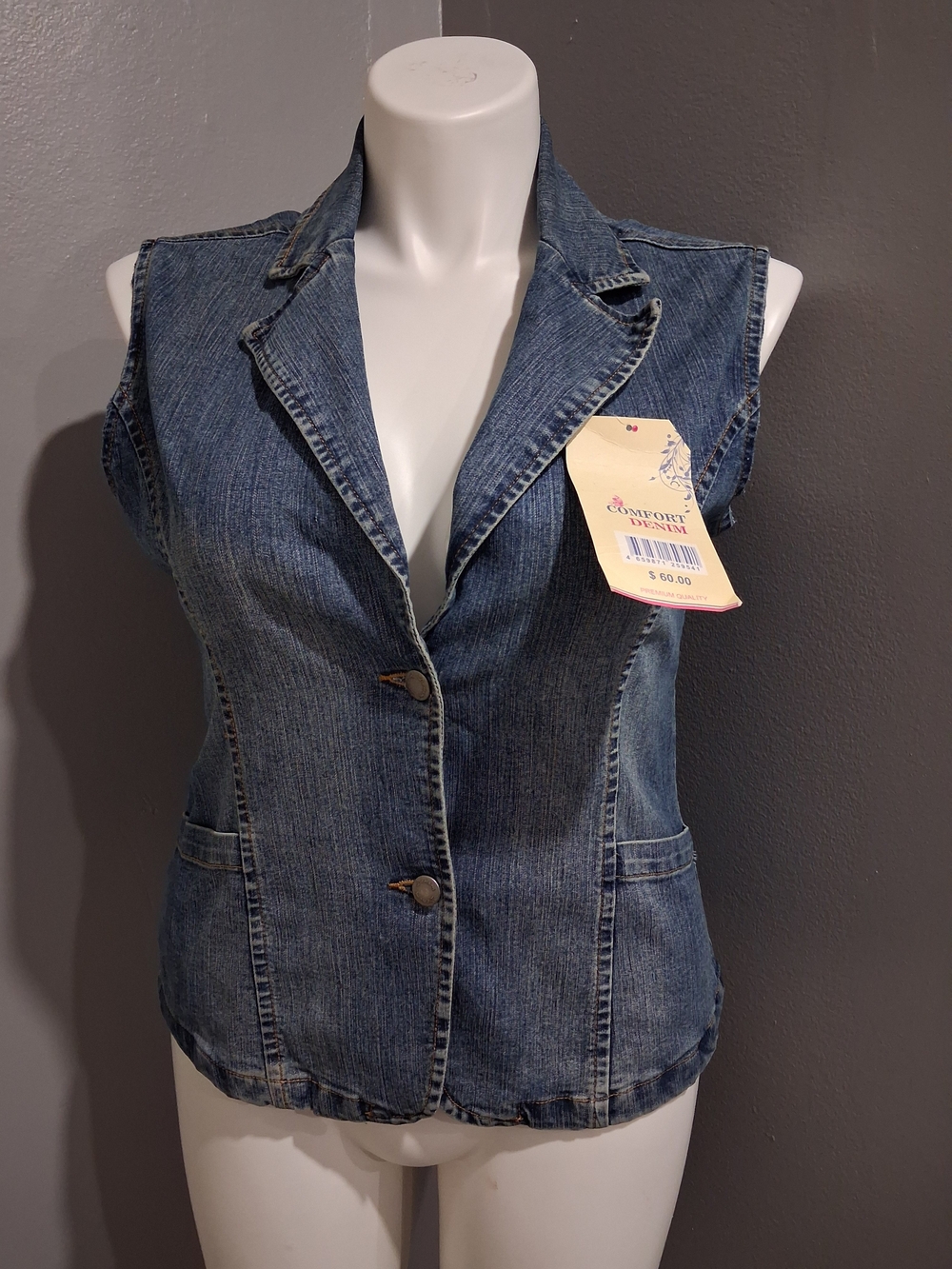 Comfort Denim Women's Blue Sleeveless Denim Vest